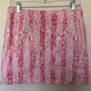 Lilly Pulitzer Pink and White Floral Mini Skirt